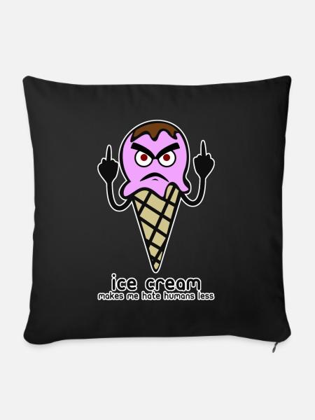 Ice Cream Grumpy Icecream - Sofakissen mit Füllung 45 x 45 cm - Schwarz