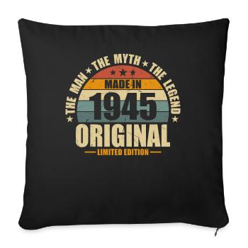 1945 Vintage Anniversaire Surprise - Coussin et housse de 45 x 45 cm - noir - Devant
