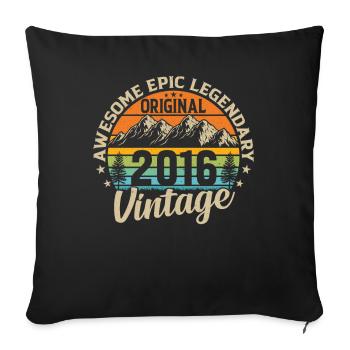 Millésime 2016 - Surprise d’anniversaire rétro - Coussin et housse de 45 x 45 cm - noir - Devant