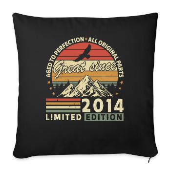 Surprise d’anniversaire Millésime 2014 - Coussin et housse de 45 x 45 cm - noir - Devant