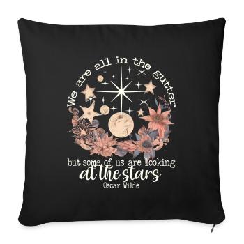 OSCAR WILDE'S STARS QUOTE DESIGN IN IVORY - Sofa pillow with filling 45cm x 45cm - black - Front