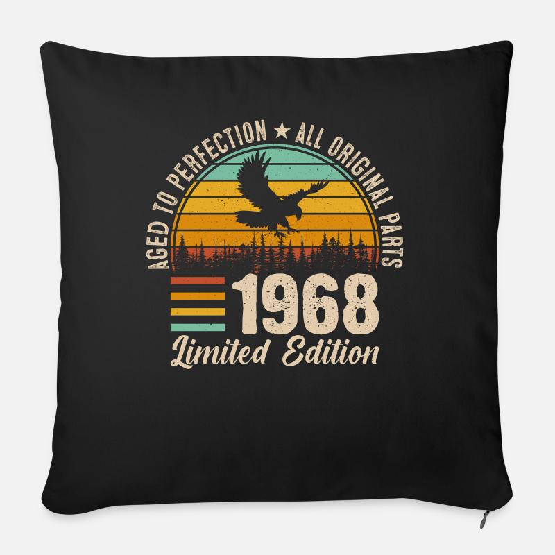 Vintage 1968 Geburtstag Retro - Sofakissen mit Füllung 45 x 45 cm - Schwarz