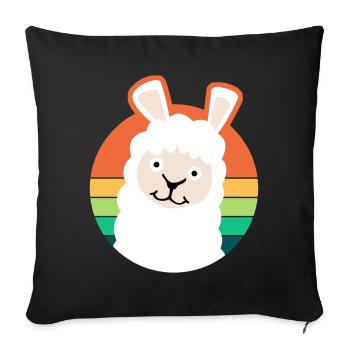 Alpacas Retro Alpaca - Sofa pillow with filling 45cm x 45cm - black - Front