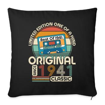 Vintage 1941 anniversaire Surprise - Coussin et housse de 45 x 45 cm - noir - Devant