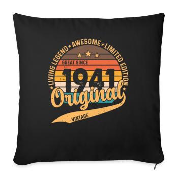 Millésime 1941 - Surprise d’anniversaire rétro - Coussin et housse de 45 x 45 cm - noir - Devant