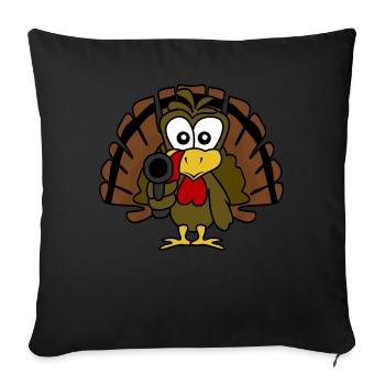Turkey With Gun Thanksgiving Turkeys - Sofa pillow with filling 45cm x 45cm - black - Front