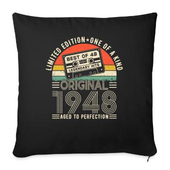 Élégant Vintage 1948 anniversaire Surprise - Coussin et housse de 45 x 45 cm - noir - Devant