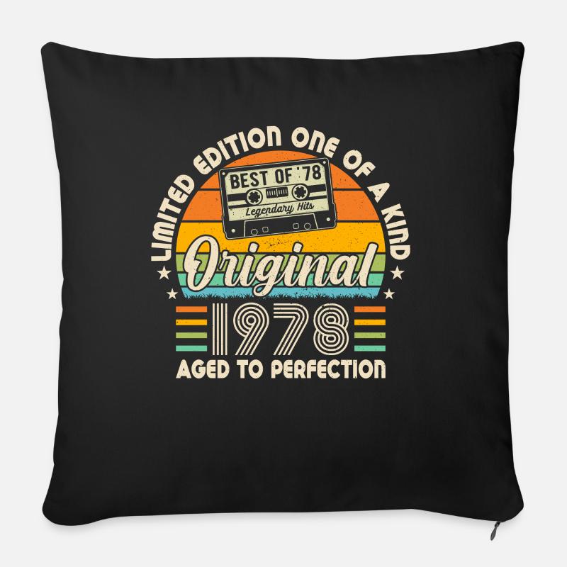 Legendary vintage 1978 - Sofa pillow with filling 45cm x 45cm - black
