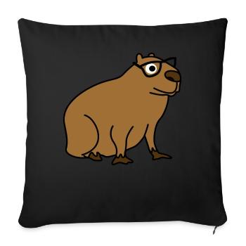 Capybara avec lunettes Nerd Capybaras - Coussin et housse de 45 x 45 cm - noir - Devant