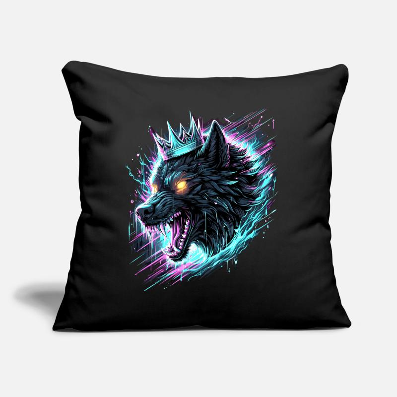 Royal Wolf Synthwave Coussin et housse de 45 x 45 cm