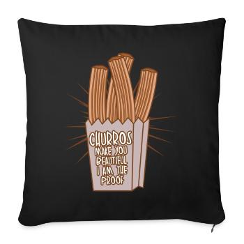 Churros Churro Churrería - Coussin et housse de 45 x 45 cm - noir - Devant