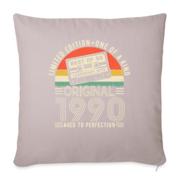 Anniversaire vintage 1990 - Coussin et housse de 45 x 45 cm - taupe clair - Devant