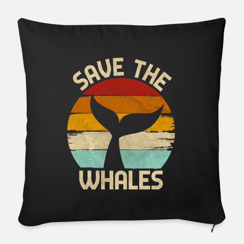 Sauvons les baleines - Coussin et housse de 45 x 45 cm - noir