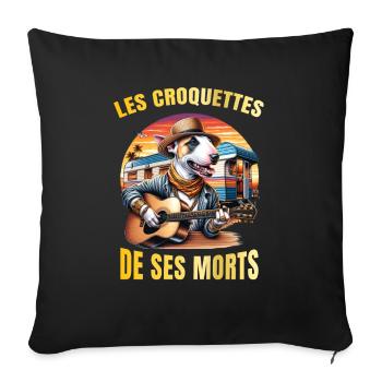 Bull Terrier - Les Croquettes de ses Morts - Coussin et housse de 45 x 45 cm - noir - Devant
