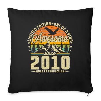 Célébration d’anniversaire Millésime 2010 - Coussin et housse de 45 x 45 cm - noir - Devant