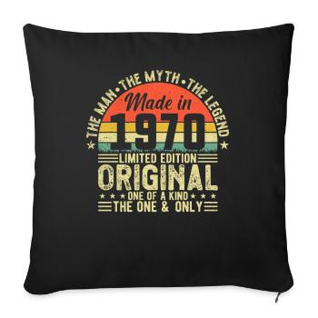 Célébration d’anniversaire des années 1970 - Coussin et housse de 45 x 45 cm - noir - Devant