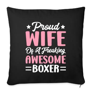 Fière épouse d’un boxeur génial - Coussin et housse de 45 x 45 cm - noir - Devant