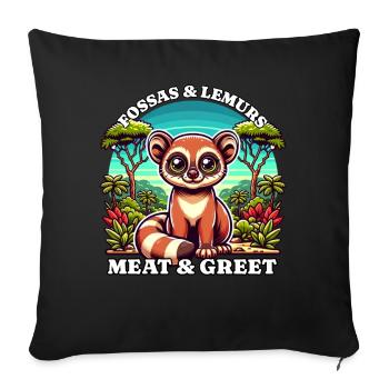 Lémuriens Fossas - Coussin et housse de 45 x 45 cm - noir - Devant