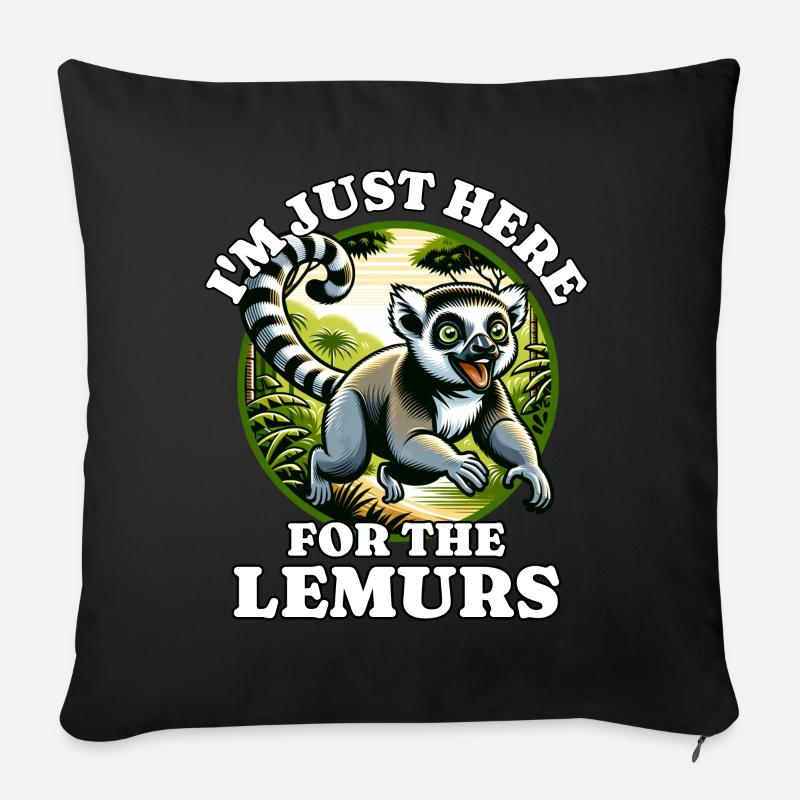 Lémurien Lémuriens de Madagascar - Coussin et housse de 45 x 45 cm - noir