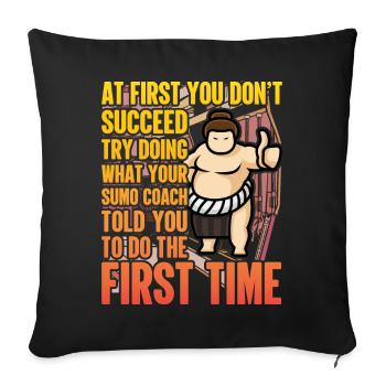 Citation amusante de sumo - Coussin et housse de 45 x 45 cm - noir - Devant