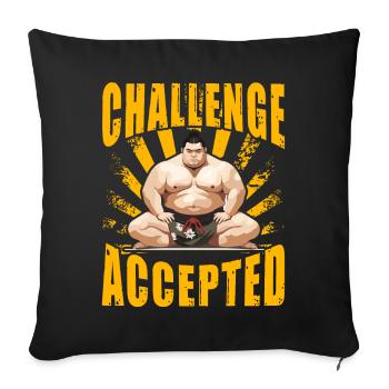 Challenge Accepted Sumo - Sofa pillow with filling 45cm x 45cm - black - Front