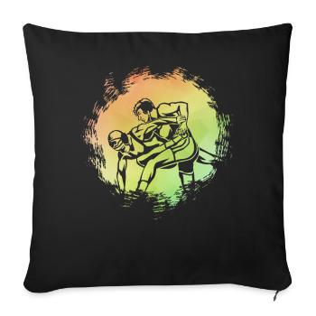 Wrestling - Sofa pillow with filling 45cm x 45cm - black - Front