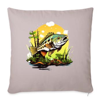 Barsch-Fisch - Sofakissen mit Füllung 45 x 45 cm - helles Taupe - Vorne