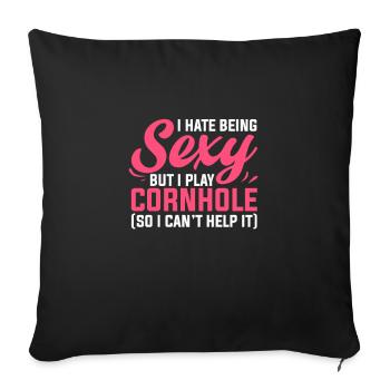 Cornhole pouf trou aveugle cadeau - Coussin et housse de 45 x 45 cm - noir - Devant