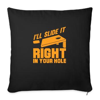 Cornhole pouf trou aveugle cadeau - Coussin et housse de 45 x 45 cm - noir - Devant