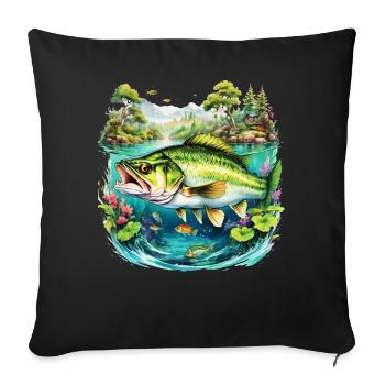 Poisson bar - Coussin et housse de 45 x 45 cm - noir - Devant