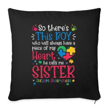 Autism - Sofa pillow with filling 45cm x 45cm - black - Front