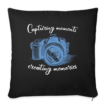 Capturer des moments, créer des souvenirs - Coussin et housse de 45 x 45 cm - noir - Devant