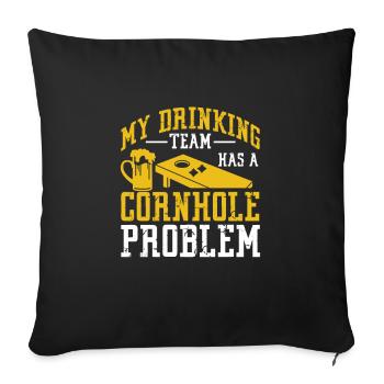 Cornhole pouf trou aveugle cadeau - Coussin et housse de 45 x 45 cm - noir - Devant