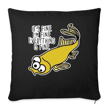 Poisson muté Tout va bien - Coussin et housse de 45 x 45 cm - noir - Devant