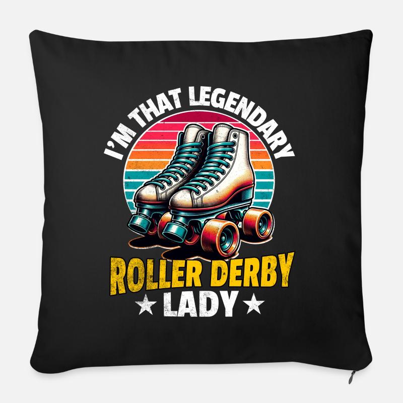 Légende du roller derby - Coussin et housse de 45 x 45 cm - noir