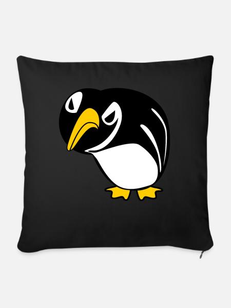 Grumpy Penguins Penguin - Sofakissen mit Füllung 45 x 45 cm - Schwarz
