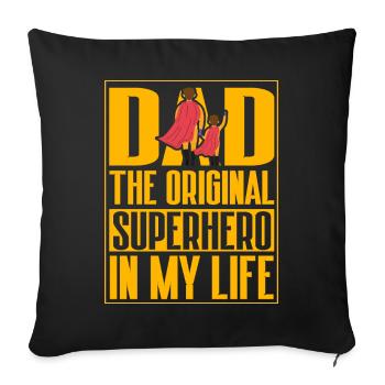 Papa : le super-héros original de ma vie - Coussin et housse de 45 x 45 cm - noir - Devant