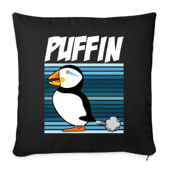 Puffins Farting Puffin - Sofa pillow with filling 45cm x 45cm - black - Front