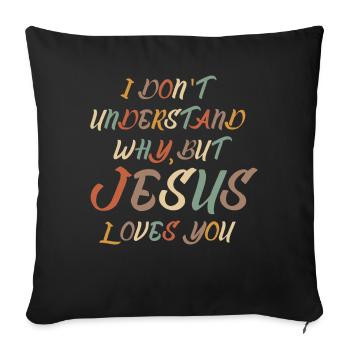 Christianisme Croix Bible Jésus-Christ - Coussin et housse de 45 x 45 cm - noir - Devant
