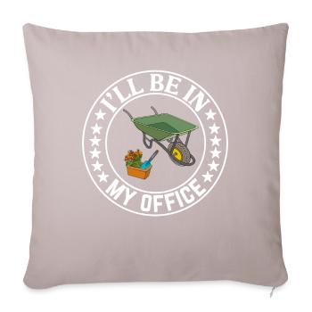 I'll be in my office the Garden Work with Flowers - Sofa pillow with filling 45cm x 45cm - light taupe - Front