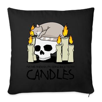 bougie chat bougie crâne bougies - Coussin et housse de 45 x 45 cm - noir - Devant