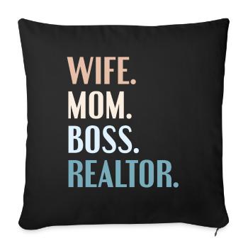 Real Estate Agent Real Estate Agent Gift - Sofa pillow with filling 45cm x 45cm - black - Front