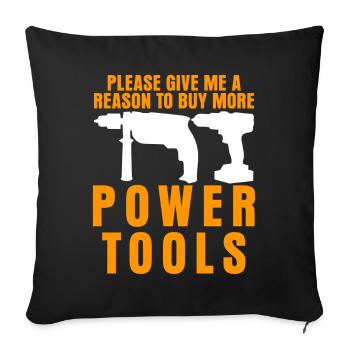 Power Tool Joke Outils électriques - Coussin et housse de 45 x 45 cm - noir - Devant