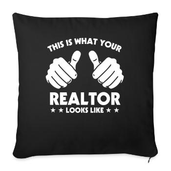 Real Estate Agent Real Estate Agent Gift - Sofa pillow with filling 45cm x 45cm - black - Front