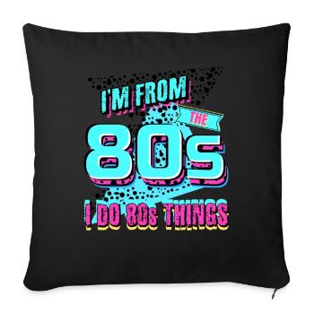 Fête des années 80 1980 - Coussin et housse de 45 x 45 cm - noir - Devant
