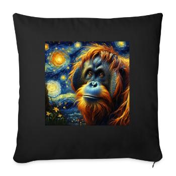 Borneo Orangutan Starry Night - Sofa pillow with filling 45cm x 45cm - black - Front