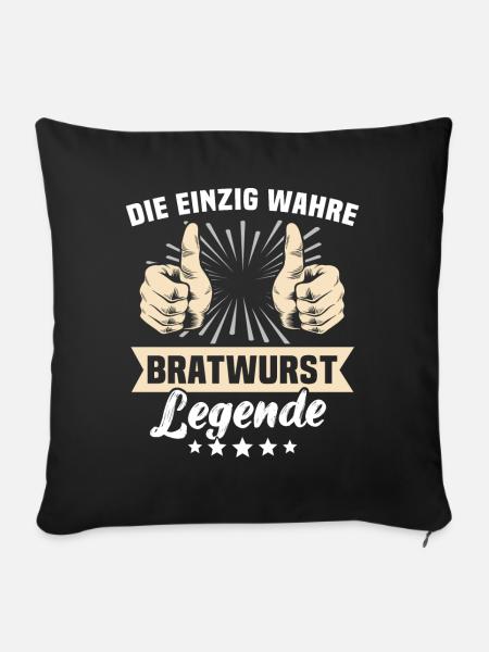 Bratwurst Sprüche - Sofakissen mit Füllung 45 x 45 cm - Schwarz