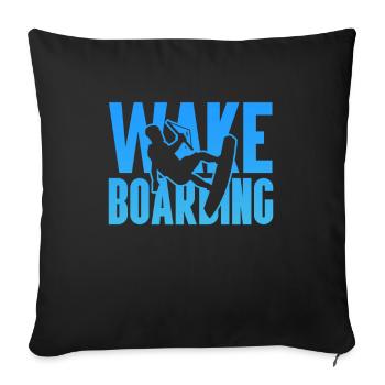 Wakeboard Wakeboarder Wakeboard Cadeau - Coussin et housse de 45 x 45 cm - noir - Devant