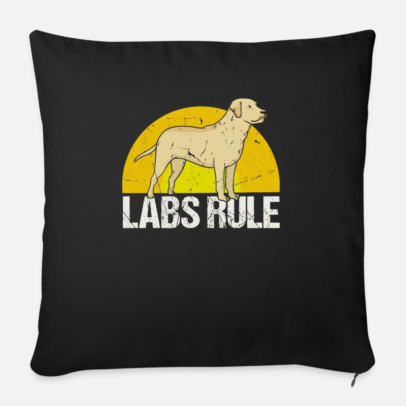 Labs Rule - Conception d’un amoureux des chiens Labrador - Coussin et housse de 45 x 45 cm - noir