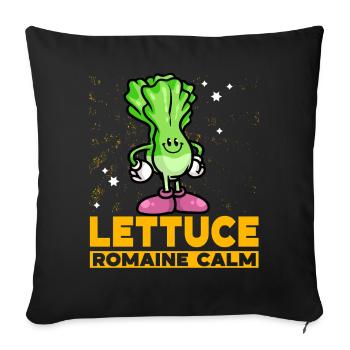 Laitue romaine calme – Salade amusante - Coussin et housse de 45 x 45 cm - noir - Devant